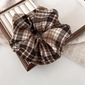Brown plaid scrunchie for women with autumn vintage checkered pattern hair accessory - Apricot Coffee Plaid Scrunchie (6#)