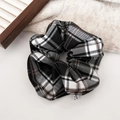 Classic black and brown plaid scrunchie in soft fabric for elegant autumn hairstyles - Black White Plaid Scrunchie (8#)