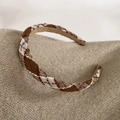 Brown and beige argyle plaid headband with silver thread accents on knit fabric - 11# Light Coffee Plaid (1.5CM)