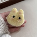 Cute yellow plush bunny hair clip with soft fur texture and pearl accents - Yellow Rabbit Hair Clip