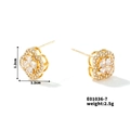 Elegante Kleeblatt-Ohrstecker in Gold mit herzförmigen Zirkonia-Kristallen und Glanz - Gold Basis Weißer Stein (E01036-7)