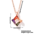 Collana in oro rosa con ciondolo quadrato geometrico e cristalli colorati vivaci - Collana in oro rosa multicolore (KSN00092RGCR)