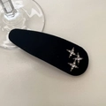 Pasador de pelo de terciopelo negro con diamantes de imitación plateados y estrellas - 3# Pinza Gota de Agua con Strass Blanco