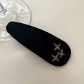 Elegante horquilla BB de terciopelo negro con tres estrellas de diamantes de imitación - 4# Pinza Gota de Agua con Strass Gris