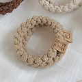 Chouchous en crochet faits main en beige et marron avec étiquettes d'ours mignon - Khaki