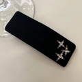 Elegante pasador de terciopelo negro con estrellas de strass brillantes para mujer - 5# Pinza Cuadrada con Strass Blanco