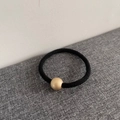 Elastico per capelli nero minimalista con perla oro champagne opaco per donna - Nero