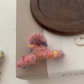Mini molletta per capelli in lana rosa colorata per donna accessori per capelli - Rosa