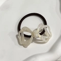 Elegante elastico per capelli stile coreano con fiocco cavo e finitura perlata - Bianco Perla