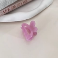 Close-up of translucent purple butterfly hair clip for elegant hairstyle accent - Pink