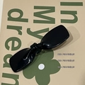 Barrette à cheveux nœud noir brillant de style coréen sur une carte décorative - Noir