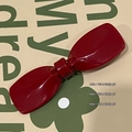 Pince à cheveux élégante en acétate rouge foncé avec un fini brillant en forme de nœud - Rouge