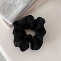 Elegant black pleated mesh scrunchie for bun and ponytail hair styling accessory - Small / Black