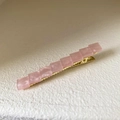 Haarspange mit rosa quadratischen Harzsteinen und goldener Metallbasis mit Perlglanz-Effekt - Rosa