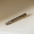 Minimalist grey marble resin hair clip with geometric step design and gold metal duckbill - Gray