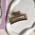 Translucent coffee brown rectangular hair claw clip with geometric hollow design - 3# 7.5CM Square Claw Clip