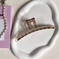 Elegant amber brown translucent shark hair clip for women with minimalist cross design - 10# 13CM One-Line Claw Clip