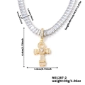 Goldene Tenniskette mit funkelndem Ankh-Kreuz Anhänger und detaillierten Maßangaben - Ankh Schlüssel des Lebens Kreuz Stil (N01287-2)