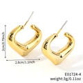 Detalle de pendientes de aro dorados gruesos con forma de corazón y medidas exactas - Estilo de Corazón en U Redondeado (E01724-4)