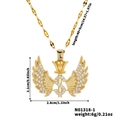 Detailed size chart for the gold angel wings dollar sign pendant necklace with crown - Gold Style (N01318-1)