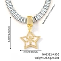 Vue détaillée du collier pendentif flocon de neige avec dimensions et données techniques - Étoile Blanche (N01392-452G)