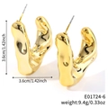 Gold-finish irregular wavy hoop earrings for women, 3.6cm diameter geometric jewelry - Irregular Wavy Hoop Style (E01724-6)