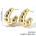 Golden chunky spiral hoop earrings with vintage geometric design and polished finish - Spiral Textured Chrysalis Style (E01724-8)