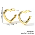 Polished gold heart hoop earrings measuring 3.9cm by 3.8cm with minimalist metallic finish - Heart Hoop Style (E01724-9)