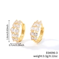 Pendientes de aro bañados en oro con doble fila de circonitas micro pavé - Doble Fila de Strass Dorado (E04096-3)