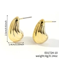 Golden water drop earrings with textured waves, size 2.3cm by 1.4cm, retro style - Wavy Teardrop Style (E01724-10)