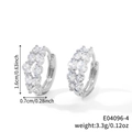 Pendientes de aro bañados en plata con doble hilera de circonitas cúbicas en micropavé - Doble Fila de Strass Plateado (E04096-4)