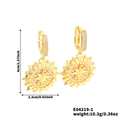 Pendientes de sol brújula bañados en oro con circonitas y cierre de palanca elegante - Rayo de Sol Brújula Dorado (E04219-1)