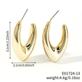 Golden chunky U-shaped geometric hoop earrings with polished mirror finish for women - Mirror Polished U-Shape Style (E01724-13)