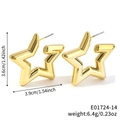Polished gold-plated geometric star earrings with minimalist hollow design and dimensions - Hollow Star Style (E01724-14)