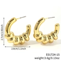 Golden chunky twisted C-shaped hoop earrings with spiral texture, 2.7cm high and 2.8cm wide - Twisted C-Shape Style (E01724-15)