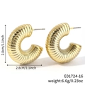Golden geometric textured hoop earrings with a 1.1-inch diameter and polished finish - Spiral Textured Hoop Style (E01724-16)