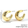Polished chunky gold C-shaped geometric hoop earrings in a minimalist vintage style - Chunky Square C-Shape Style (E01724-17)
