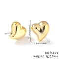 Golden heart-shaped geometric stud earrings measuring 1.4cm with polished metal finish - Glossy Small Heart Style (E01724-21)