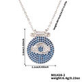 Vista de detalle de dimensiones y colgante de ojo turco azul en cadena de plata - Estilo Plateado(N01428-2)