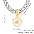Collier minimaliste avec pendentif bouclier flocon de neige doré et émail blanc chic - Bouclier Blanc (N01392-452B)