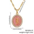 Tabla de tallas detallada para collar religioso de la Virgen María con medidas y peso - Rosa (N01404-2C)