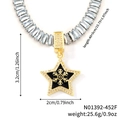 Collier étoile flocon de neige doré avec cristaux rectangulaires, long 40+5cm, poids 25,6g - Étoile Noire (N01392-452F)