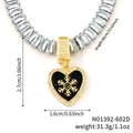 Collier en cristal bleu avec pendentif cœur flocon noir, spécifications 60cm et 31,3g - Long Cœur Noir (N01392-602D)