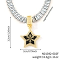 Collier avec pendentif étoile, chaîne en zircon bleu et flocon de neige, 60 cm - Long Étoile Noire (N01392-602F)