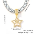 Collier pendentif étoile avec flocon et chaîne en zircon, longueur 60cm, poids 31,6g - Long Étoile Blanche (N01392-602G)