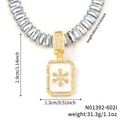 Collier avec pendentif flocon de neige, cristaux bleu clair et émail blanc élégant - Long Rectangle Blanc (N01392-602I)