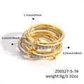 Anelli a incastro in oro e argento con scintillanti pietre di zirconia cubica in set - Cinque Anelli Taglia 6