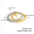 Anelli intrecciati in argento pavé e oro con misure dettagliate delle taglie - Due Anelli Taglia 7