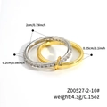 Set di anelli bicolore con pavé di zirconi e fascia dorata, diametro di 2cm - Due Anelli Taglia 9