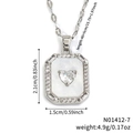 Details zur Herzkette in 2,1x1,5cm mit verstellbarer 40+5cm Kette aus glänzendem Metall - Silber Weiß Herz Stil (N01412-7)